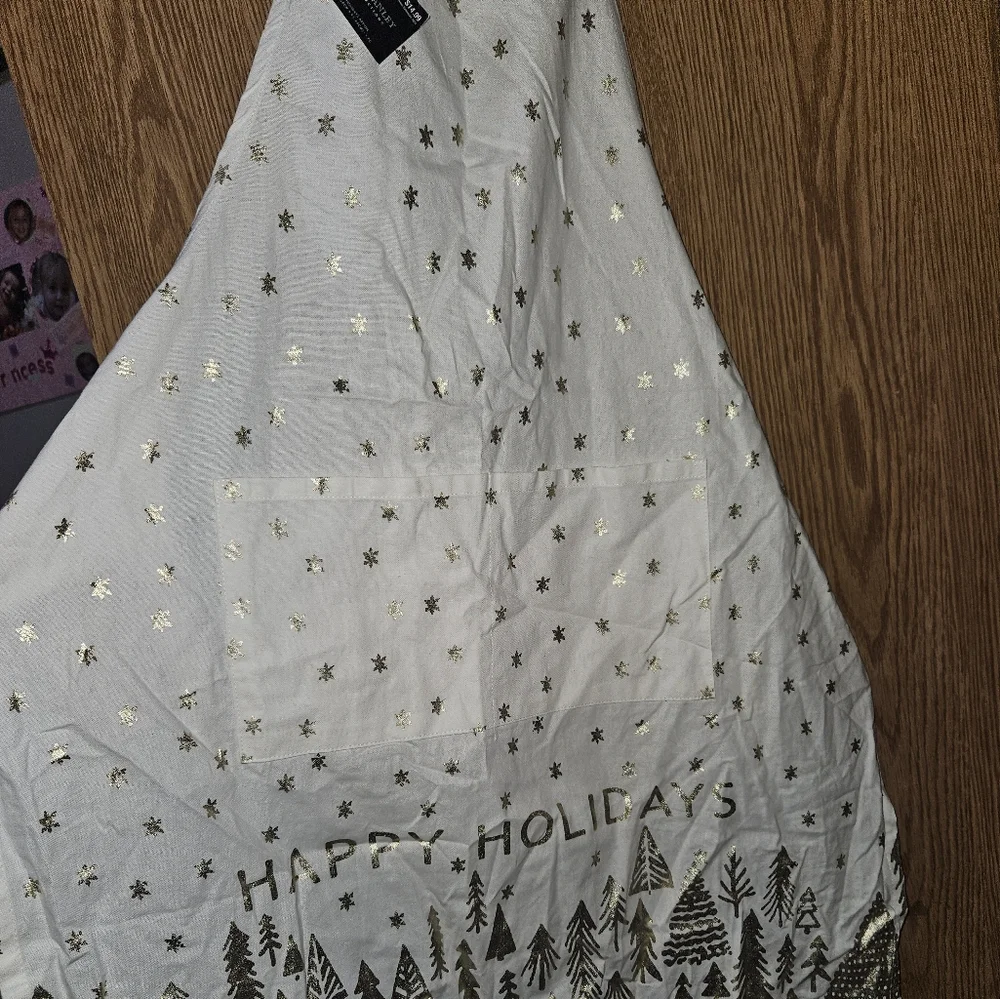 Gold and White Holiday Apron